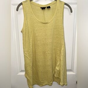 Tahari 100% Linen Yellow flowy Sleeveless Top size small
